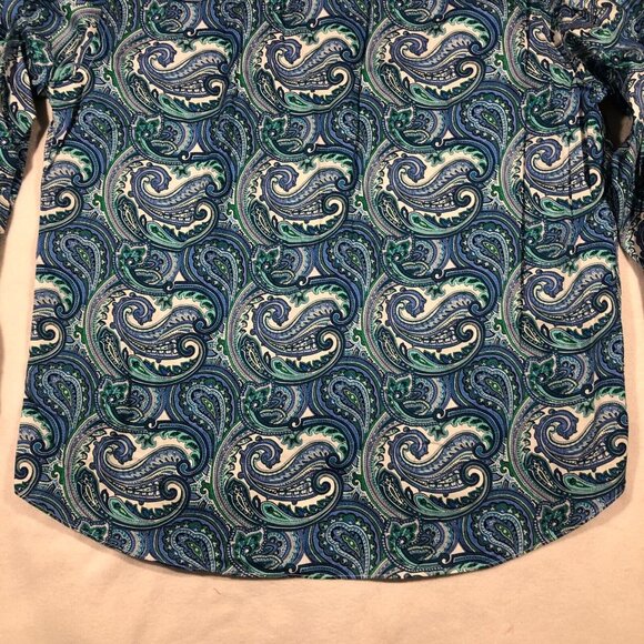 Alan Flusser Shirt Mens XXL Paisley Print Button Down Shirt Casual Contrast Cuff - Picture 10 of 14